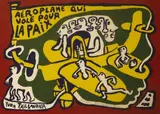 Aéroplane qui vole pour la paix by Yvon Taillandier, Lithographie en couleurs sur papier marouflé sur papier, sold Jan 2023