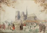 Notre Dame de Paris, les quais by René Georges Gautier, Aquarelle sur papier, sold Jan 2023