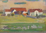 La ferme by Suzanne Tourte, Gouache sur papier, sold Dec 2022