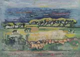 Paysage by Suzanne Tourte, Gouache sur papier, sold Dec 2022