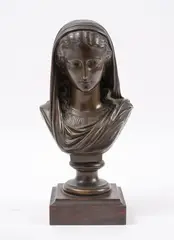 BARBEDIENNE fondeur Buste de la Vierge by Eugène Aizelin, 1864, Épreuve en bronze à patine brune, sold Nov 2022