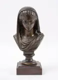 BARBEDIENNE fondeur Buste de la Vierge by Eugène Aizelin, 1864, Épreuve en bronze à patine brune, sold Nov 2022