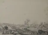 Vue de la Seine et des quais vis-à-vis de l'Hôtel des Invalides Le chantier de l'île des Cygnes au-delà du Cours La Reine by Nicolas Ozanne, Crayon noir, plume et encre noire, lavis gris, sold Nov 2018