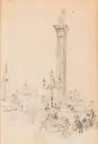 * Vue d'une place à Venise by Félix Ziem, vers 1892, Crayon noir, sold Jun 2018