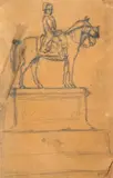 Projet pour la maquette équestre de Napoléon by Antoine-Louis Barye, Crayon noir sur papier calque, sold Mar 2018