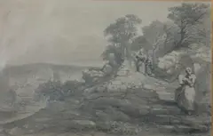 Vue de Morlaix by Jules Achille Noël, 1844, Crayon noir, sold Mar 2018