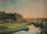 Paysage à la charrette by Luigi Premazzi, Gouache et aquarelle sur papier, sold Mar 2018