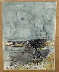 Pays de Loire l'après-midi by Jean Commère, Aquarelle sur papier, sold Mar 2023