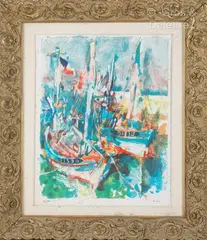Bateaux au port by Jean Even, Lithographie signée et numérotée, sold Feb 2023