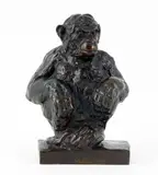 Singe by Cleto Tomba, Bronze à patine foncée, sold Sep 2021