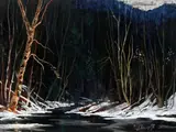 Forêt de nuit by Roméo Vincelette, Pastel sur papier, sold Aug 2021