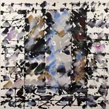 Paysage Bleu by Raymonde Godin, Toile signée et datée en bas à droite, au dos étiquette de galerie, sold Nov 2019