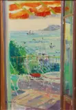 Gaston SÉBIRE (1920-2001). La terrasse de la villa Espagne, été 1974 by Gaston Sebire, Toile signée en bas à gauche, sold Nov 2019