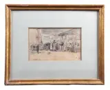 Le marché à Trouville by Eugène Boudin, 1875, Aquarelle, sold Jun 2025