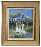 Trois personnages dans un paysage by Francis Smith, Gouache, sold Jun 2025