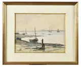 L’estuaire animé by Henri Callot, Aquarelle, sold Jun 2025