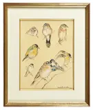 Etude d’oiseaux by Jean de La Fontinelle, 1942, Crayon, pastel et gouache, sold Jun 2025