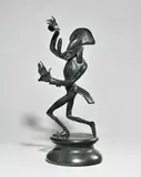 Fonderie de la Plaine Figure de carnaval by Mihail Chemiakin, Bronze à patine brun vert nuancé bleu, sold Jun 2025