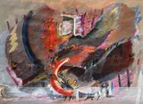 C'était mars 96 by Marie-Geneviève Havel, Technique mixte sur papier (gouache, pastel, collages), sold May 2021