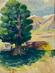 Village dans la vallée du cachemire by Léa Lafugie, Aquarelle signée, sold Oct 2026