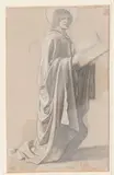 Saint Jean by Camille-Auguste Gastine, Crayon noir et rehauts de blanc sur papier beige, sold Nov 2024