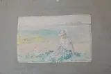 Jeune fille dans le pré by Marie Désiré Bourgoin, Aquarelle, sold Nov 2024