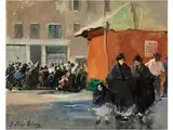 Karneval auf dem Campo Santa Margherita, Venedig by Italico Brass, oil on canvas, offered Dec 2016