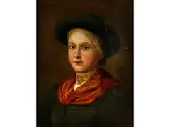 Halbbildnis Eines Dirndls by Franz Defregger, oil on board, sold Dec 2016