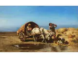 Rastende Sinti by August Xaver Karl Ritter von Pettenkofen, oil on canvas, sold Dec 2023