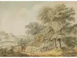 Hügelige Landschaft mit Spazierendem Paar by Barend Cornelis Koekkoek, watercolor, offered Jun 2025
