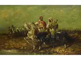 Reitervolk an Wasserstelle by Adolf Schreyer, oil on canvas, sold Jun 2025