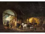 In der Grossen Stallung by Wouterus Verschuur d. Ä., oil on canvas, offered Jun 2025