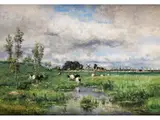 Weidende Kühe vor der Stadt by Isidore Verheyden, oil on canvas, offered Mar 2024