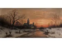 Sonnenuntergang Über Einer Burg by Georg Schmitz, oil on canvas, sold Jun 2025