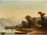 Kuhherde an Einem Gebirgssee by Anton Doll, oil on canvas, offered Sep 2023