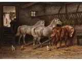 Stall mit Drei Prachtvollen Pferden by Willem Carel Nakken, oil on canvas, offered Mar 2025