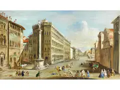 Florentiner Strassenszene by Giuseppe Zocchi, oil on canvas, sold Mar 2026