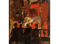 Kirchliche Messfeier im Chor by Arthur Kampf, oil on canvas, offered Jun 2024