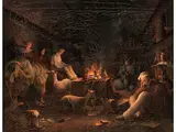Nachtruhe in der Kate – der Schlaf by Adolph Tidemand, oil on canvas, offered Mar 2026