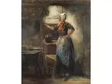 Holländische Frau am Fenster by Bernard Blommers, watercolor, sold Mar 2024