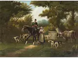 Aufbruch zur Jagd by Auguste Henri Louis de Clermont, oil on canvas, offered Jun 2023