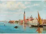 Segelboote in der Lagune von Venedig by Antonietta Brandeis, oil on canvas, sold Mar 2023