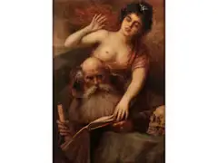 Die Versuchung des Heiligen Antonius by Léon Herbo, oil on canvas, offered Apr 2020