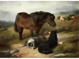 Berglandschaft mit Shetlandpony und Collies by George William Horlor, 1823 – 1895, oil on canvas, offered Jun 2019