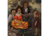 Familienvergnügen im Grünen by A. Zamboni, oil on canvas, offered Apr 2016