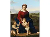 Landschaft Maria mit dem Jesuskind und dem Johannesknaben by Joseph von Führich, oil on canvas, offered Mar 2025