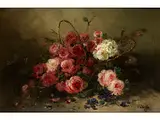 Blumenkorb mit Rosen by F. Darcy, oil on canvas, offered Dec 2015