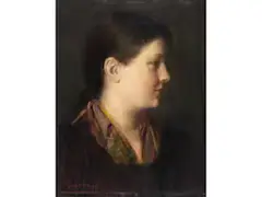 Portrait Eines Tiroler Dirndl by Franz Defregger, oil on panel, sold Dec 2023