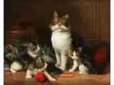 Die Stolze Katzenmutter by Eugène Lambert, oil on canvas, sold Mar 2023