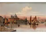 Venedigansicht mit Blick auf die Punta Della Dogana mit dem Dogenpalast im Hintergrund by Karl Kaufmann, oil on canvas, sold Mar 2015